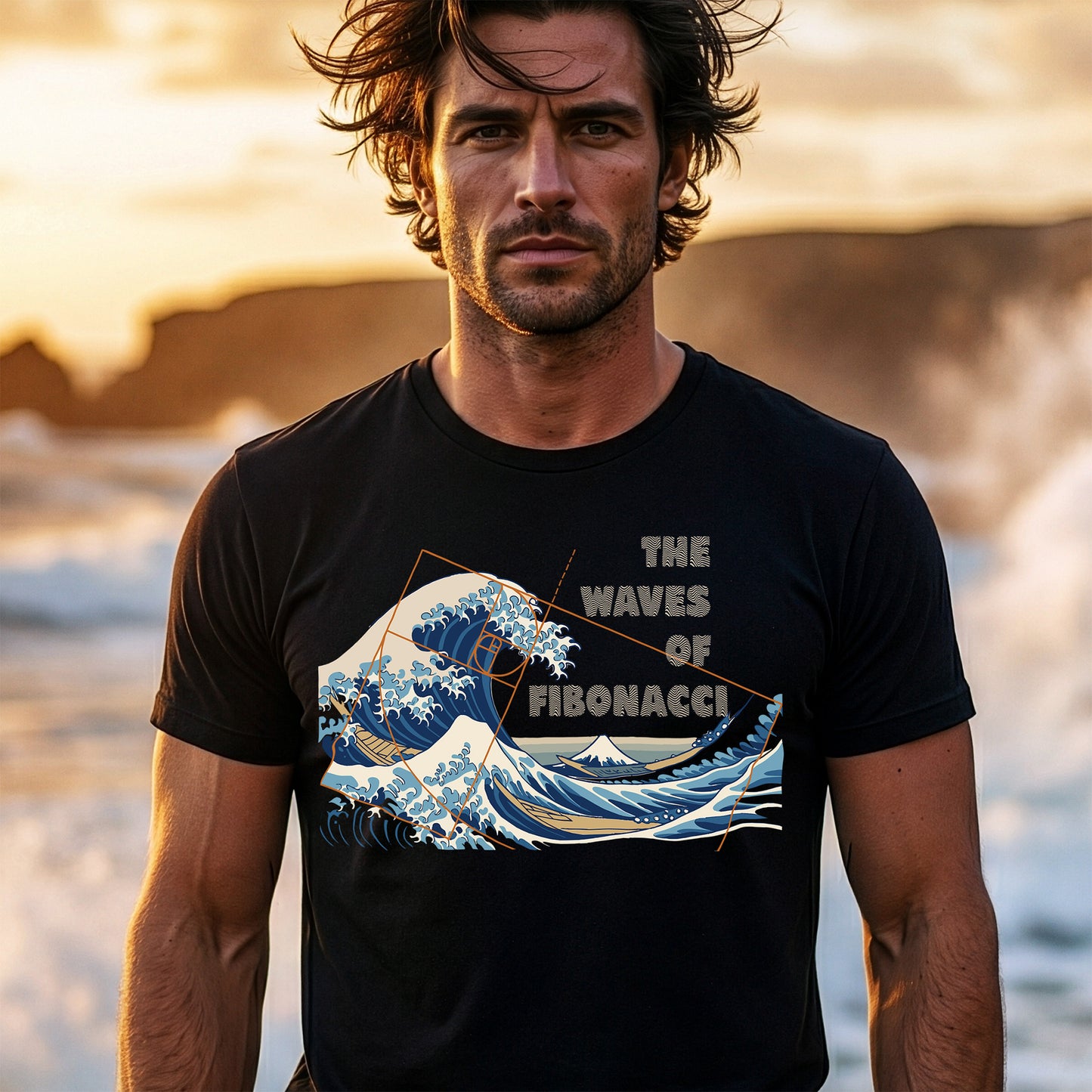 Great Wave of Fibonacci in black – Math Nature Art