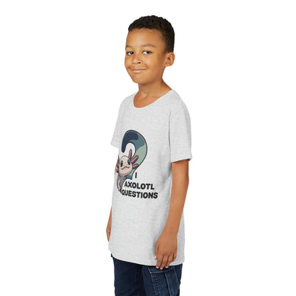 Axolotl Questions Youth Tee | Cute Axolotl Cartoon Shirt