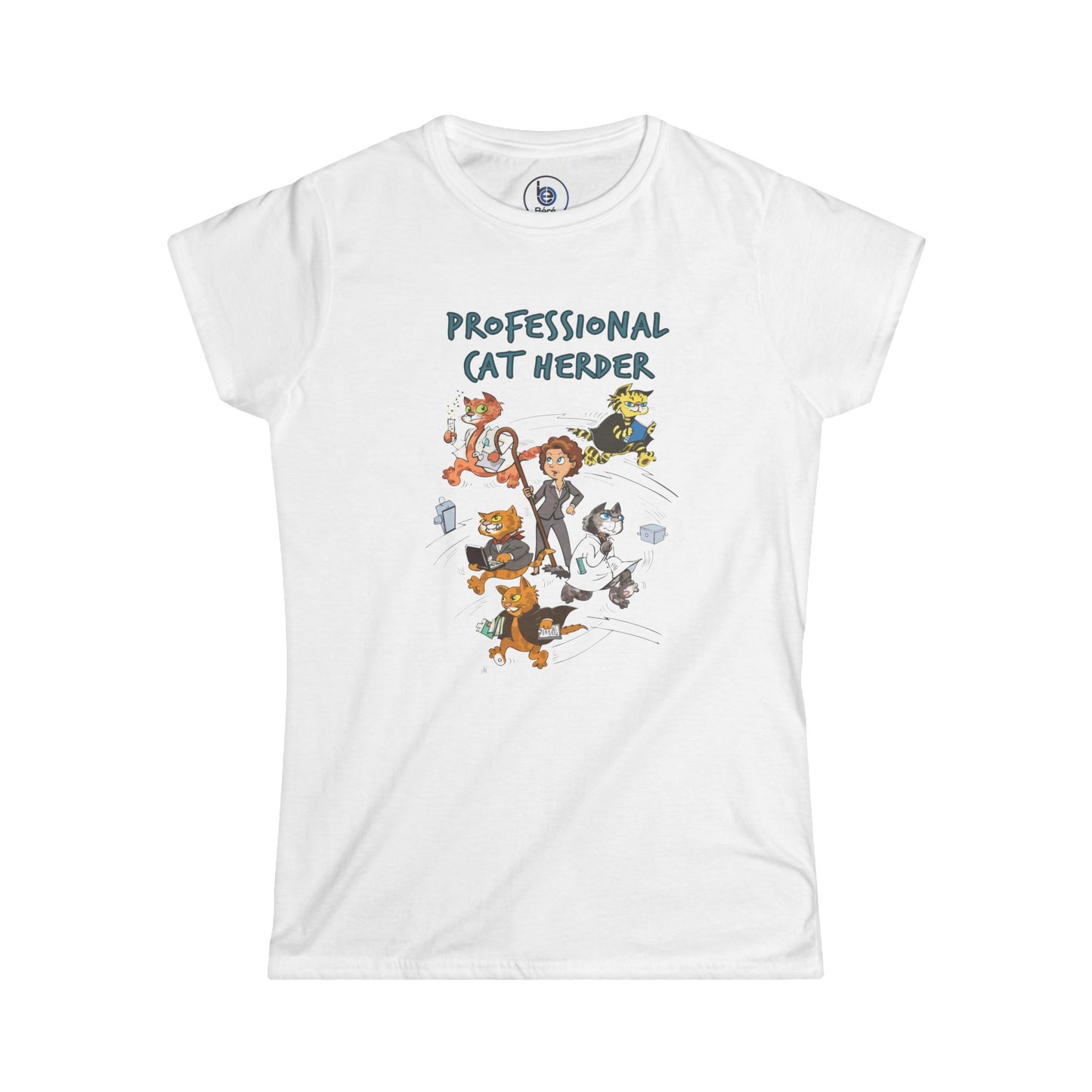 Professional Cat Herder T-Shirt | Cat Lover Illustration, Funny Cat Mom Tee