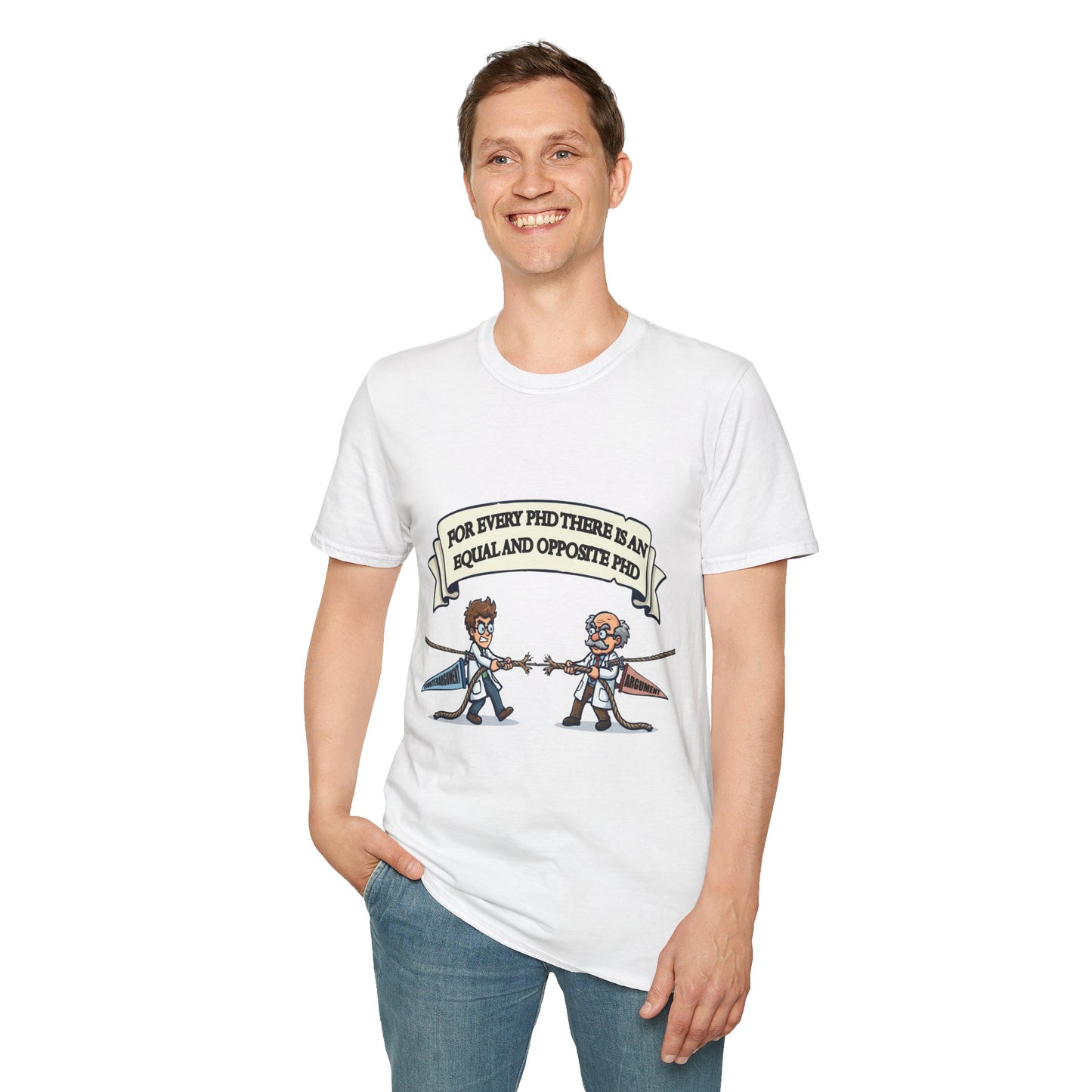 PhD Opposite Pair T-Shirt | Funny Scientist Duel Illustration