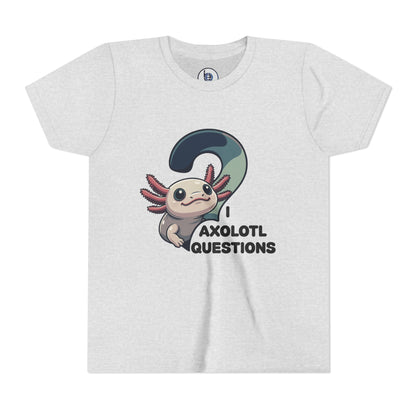 Axolotl Questions Youth Tee | Cute Axolotl Cartoon Shirt