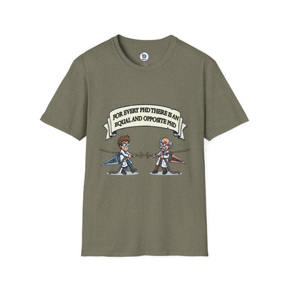PhD Opposite Pair T-Shirt | Funny Scientist Duel Illustration