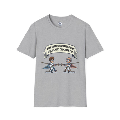 PhD Opposite Pair T-Shirt | Funny Scientist Duel Illustration
