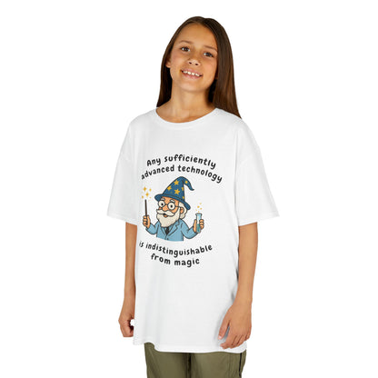 Wizard Cartoon Saying "Any Sufficiently Advanced Technology Is Indistinguishable From Magic" Tee | Kids T-Shirt