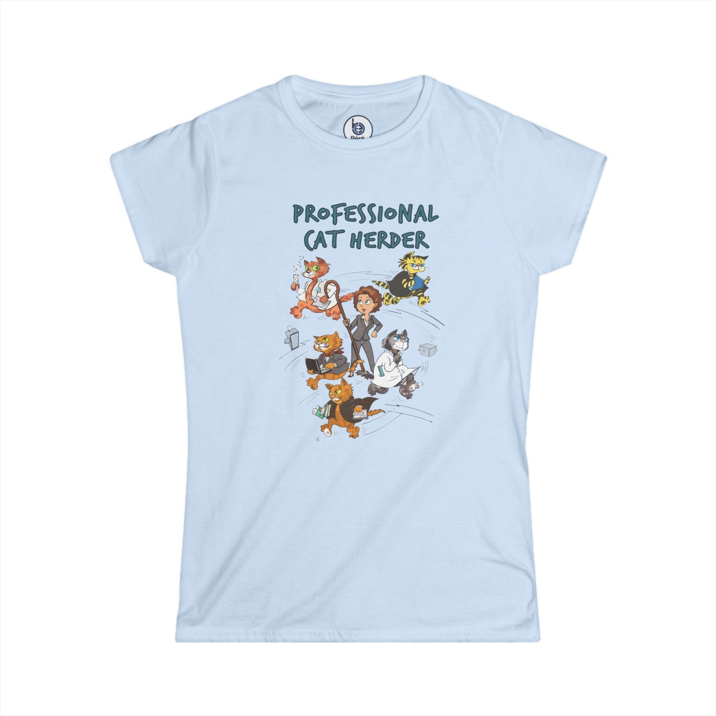 Professional Cat Herder T-Shirt | Cat Lover Illustration, Funny Cat Mom Tee