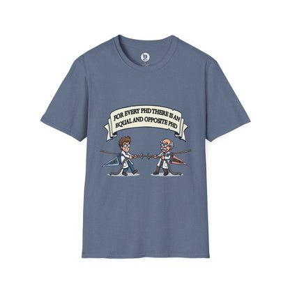 PhD Opposite Pair T-Shirt | Funny Scientist Duel Illustration