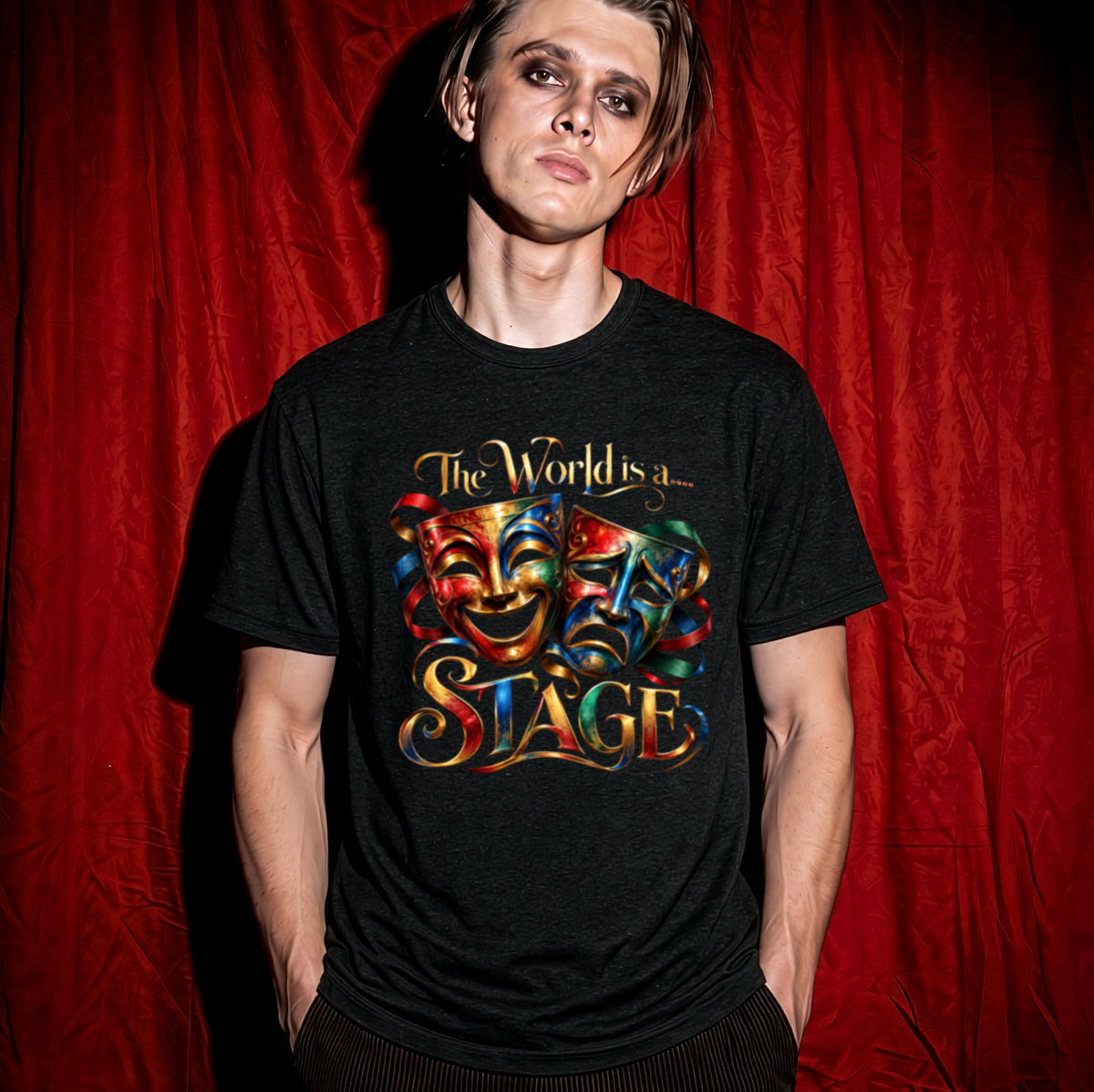 "The World is a Stage" Theatrical Drama Stage Mask Tee