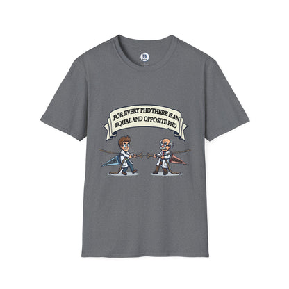 PhD Opposite Pair T-Shirt | Funny Scientist Duel Illustration