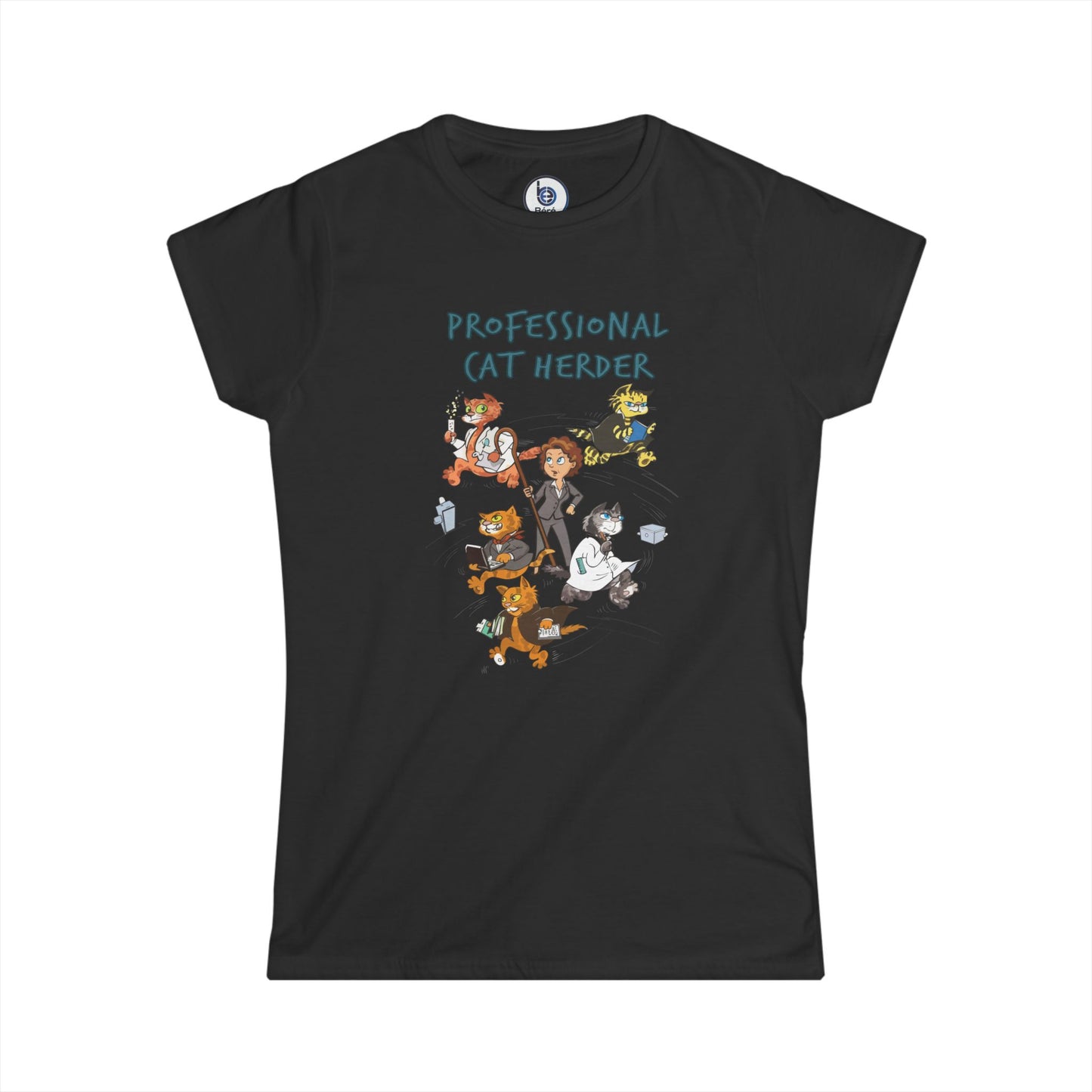 Professional Cat Herder T-Shirt | Cat Lover Illustration, Funny Cat Mom Tee