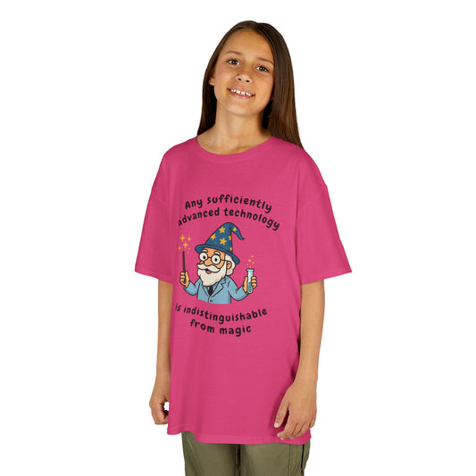 Wizard Cartoon Saying "Any Sufficiently Advanced Technology Is Indistinguishable From Magic" Tee | Kids T-Shirt