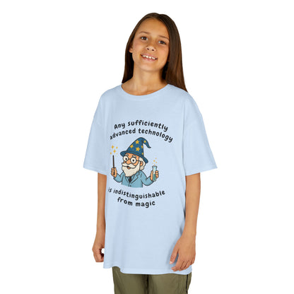 Wizard Cartoon Saying "Any Sufficiently Advanced Technology Is Indistinguishable From Magic" Tee | Kids T-Shirt