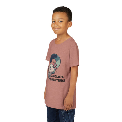 Axolotl Questions Youth Tee | Cute Axolotl Cartoon Shirt