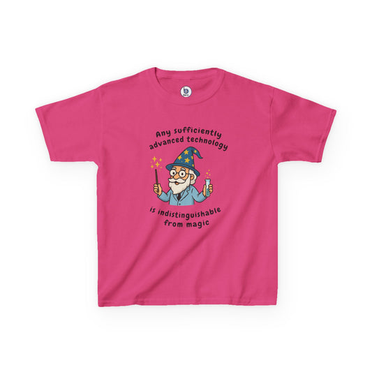 Wizard Cartoon Saying "Any Sufficiently Advanced Technology Is Indistinguishable From Magic" Tee | Kids T-Shirt