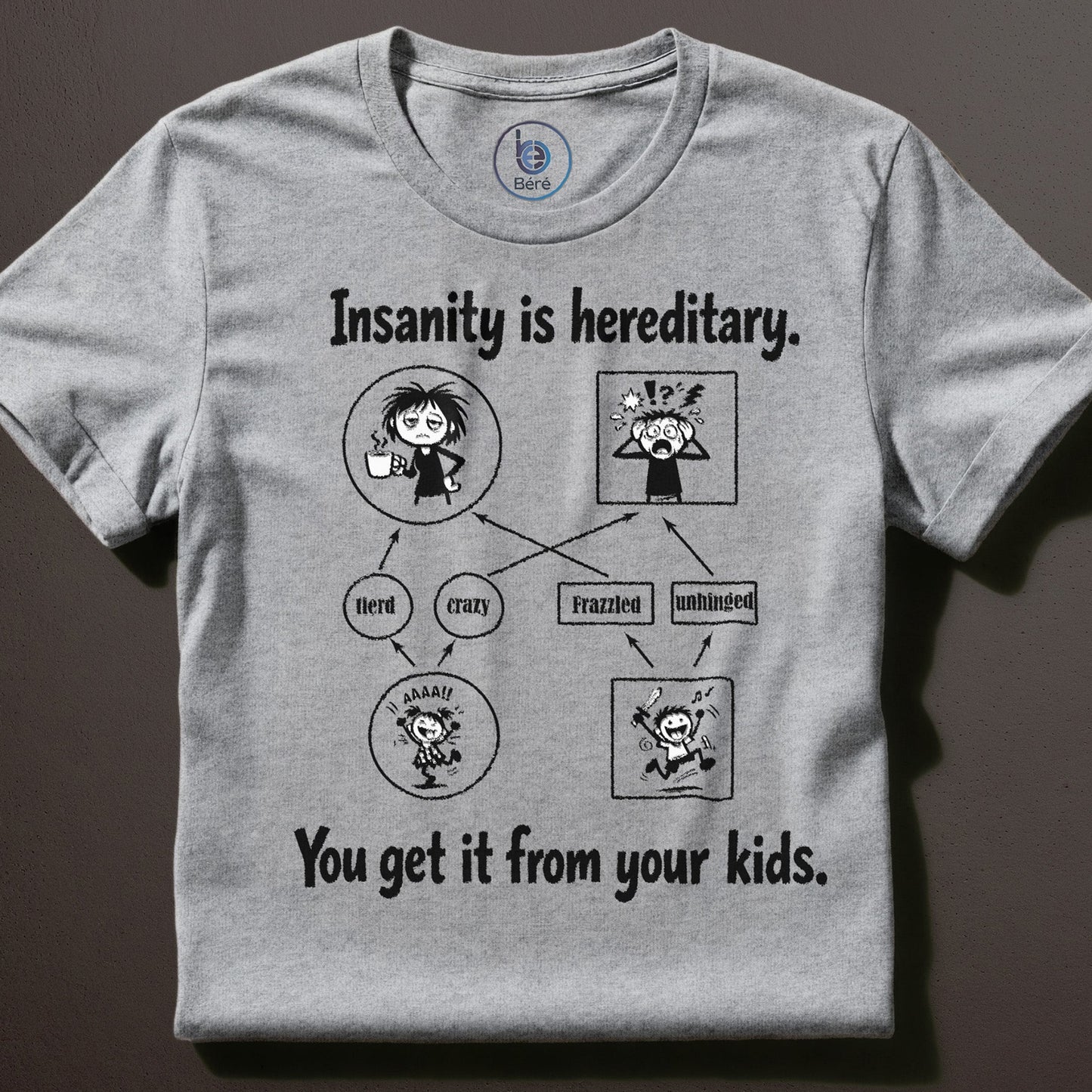 Insanity is hereditary funny science mom layflat grey t-shirt  design