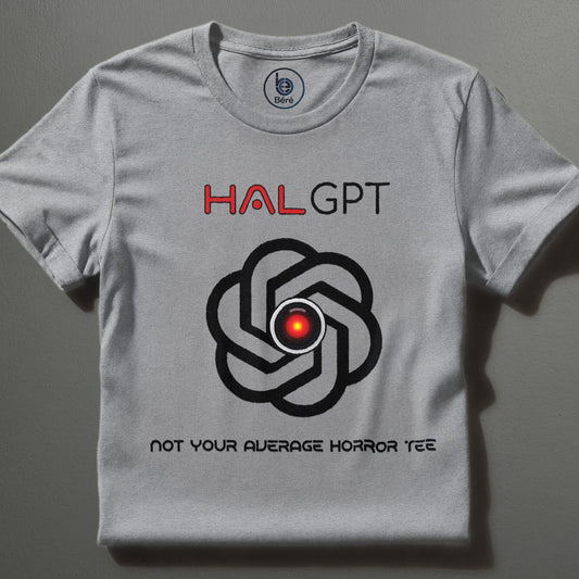 Grey HAL GPT “2001 Could Be 2030” AI horror layflat T-shirt