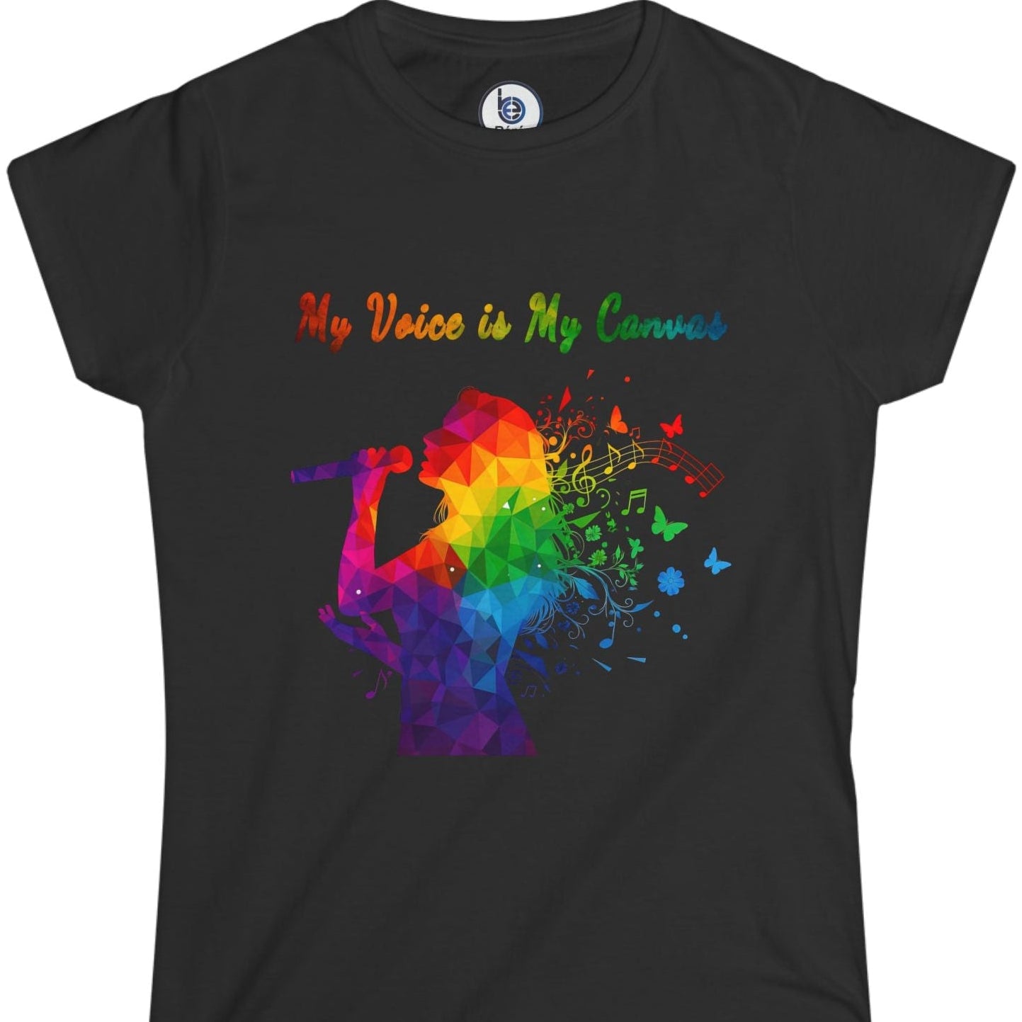 My Voice Is My Canvas music graphic layflat t-shirt in black