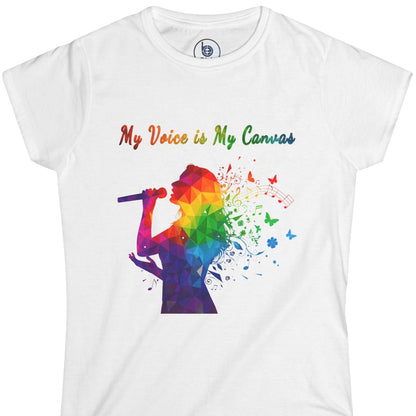 My Voice Is My Canvas music graphic layflat t-shirt in white
